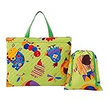 キルティング レッスンバッグ 巾着袋つき ZOO グリーン