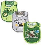 John Deere Baby Bib Set Heather Grey/Green/Lime Green O/S [並行輸入品]
