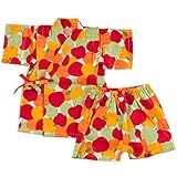 (ファンファン) 甚平 女の子 日本製生地 夏 リンゴ 赤 100