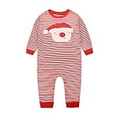 Hzjundasi 赤ちゃん 女の子 Stripe サンタ パターン 長袖s ロンパース カバーオール 新生児 クリスマス コットン ボディスーツ ジャンプスーツ パジャマ 春の秋 ベビー服 子供服 