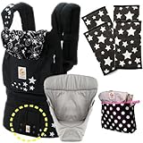 ベビーウエストベルト付エルゴベビー 抱っこ紐 ナイトスカイ・インサート3III 【正規代理店2年間保証-SG認定付】収納ポーチ＋よだれパッド（ナイトスカイ）２セット付