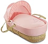 Clair de Lune Starburst Palm Wicker Moses Basket (Pink) by Clair de Lune
