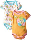 Nuby新生児女の子2パックボディースーツベビーフラワー カラー: オレンジ