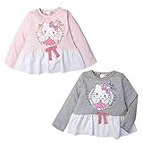 (ピンク/95cm)ベビー服 女の子 Tシャツ 長袖 HelloKittey ハローキティ 裾フリル 襟ゴム リボン装飾 女児 ベビー