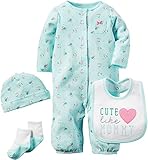 カーターズ Carter's 出産祝いに カバーオール 長袖 前開き 豪華4点ギフトセット 4-Piece Babysoft Take-Me-Home Set NB (50-55cm)