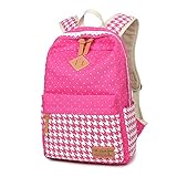 (キープビン)Keepbin キャンバスリュック レディース かわいい 通学 おしゃれ レース 水玉ドット柄 カラフルオリジナルデザイン ピンク