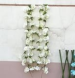 Htmeing 89 Artificial Cherry Blossom Hanging Vine Silk Flowers Garland Fake Plants Leaf For Home Wed