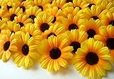 Generic 100 YELLOW GERBERA DAISY ARTIFICIAL SILK SUN FLOWER HEAD WEDDING WHOLESALE DECOR