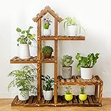 フラワースタンド・園芸ラック 木製フラワーラック、4棚、室内植物スタンド、マルチティア、88 x 98cm、ダークブラウン フラワーディスプレイスタンド