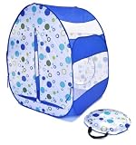 Blue Playground Polka Dot Twist Play Tent House for Kids w/ Safety Meshing for Child Visibility & Ca