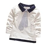 kiyomi 子供服 ワイシャツ 長袖 男の子スーツ 誕生日 入園式 洋服 偽ネクタイ付き(ホワイト 85ｃｍ）