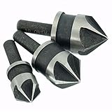 ランフィー　3枚入 5 フルート 90 Dgree 皿穴ドリル ビット セット 1/4 インチ六角面取りカッター 12 mm/16 mm/19 mm