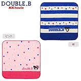 mikihouse Double_B(ミキハウスダブルB)ボーダー＆ドット柄 ミニタオル ---,紺