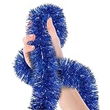Copeflap キラキラ ガーランド ツリー 飾り モール 全長10m パーティー ティンセルガーランド (青)