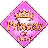 PINK & GOLD PRINCESS ON BOARD (like baby on board sign) Non Personalised novelty baby on board car w