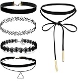 DAOHE レディースブラックベルベットチョーカーネックレス女の子のためのレースチョーカータッセルゴシックタトゥーチェーン