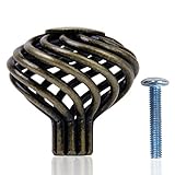 SODIAL(R)8 x スパイラルケージデザイン ヴィンテージ キッチン キャビネット 食器棚 ハンドルノブ34ミリメートル--アンティーク真鍮