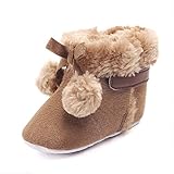 Tovadoo ベビーシューズ ブーツ 女の子 秋冬 多色 裏ファー 毛玉 暖かい プリンセス 可愛い つま先保護 室内 保育園 3-12ヶ月
