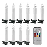 10個入りマルチカラーRGB LEDキャンドルライトFlamelessリモートコントロール電池式