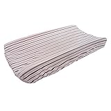 My Blankee Mini Stripe Minky Changing Pad Cover Blush/Silver 16 x 32 [並行輸入品]