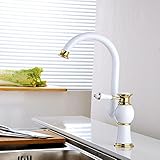 UMANYI キッチン用 混合水栓 蛇口 台付き シングルレバー ホワイトメッキ BEKDL049G