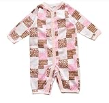 Simple Plan　ベビー服　赤ちゃん　ロンパース　女の子　男の子　ボーダー　チェック 100%綿製　長袖　カバーオール　肌着　前開き　3~12ヶ月 (61, ピンクチェック)