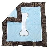 One Grace Place Puppy Pal Boy Binky Blanket, Powder Blue, Chocolate Brown and White by One Grace Pla
