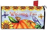 Welcome Fall Pumpkin磁気メールボックスカバー秋ひまわりバタフライ標準