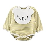 Baby Nest ベビー服 長袖ボディースーツ よだれパッド付き 取り付け可 女の子 男の子 コットン イエロー 0-3M