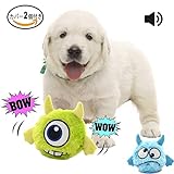 Pawsfun犬おもちゃ 電動おもちゃ 自動 音が鳴る スクィーカー入り 犬噛む ぬいぐるみ二個付き ジャンプ かわいい犬用おもちゃ 丈夫 ストレス解消 運動不足解消