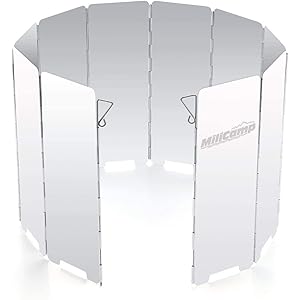 MiliCamp ウインドスクリーン 風除け 風防 10プレート キャンプ用 BBQ バーベキュー キャンプ 収納袋付