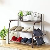 岩附(IWATSUKI) スリッパラック アイアン アンティーク 2段 4足 6足 幅60 奥行30 高さ55 玄関収納 おしゃれ ブラウン B079Z5P1GW