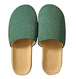 [Euyqs] 男女兼用 リネンスリッパ 室内用 夏用 通気性メッシュ素材 ルームシューズ (グリーン, 大人, 24.0 cm, 数値, 日本の靴のサイズ寸法)