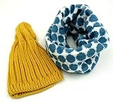 ベビー キッズ とんがり ニット 帽 ＆ ネックウォーマー あったか マフラー ストール (A)