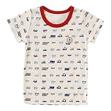 (チャックルベビー) chuckle BABY クルマ柄 半袖 インナーシャツ 100cm 水色 (縁まき ： レッド) P3404-100-30