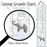 子供用キャンバスBirth Info Growth charttmベビーブルーグレー象Chevron Boys Baby NurseryキャンバスGrowth Chartベビーシャワーギフトgc023