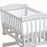 BreathableBaby 4-Sided Crib Mesh Liner (White with Silver Trim) by BreathableBaby