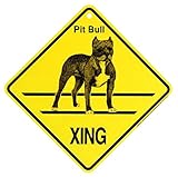 Pit Bull XING サインボード：ピットブル 横断 注意 英語 看板 Made in U.S.A [並行輸入品]