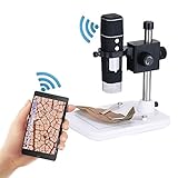 J&T 顕微鏡 デジタル顕微鏡 マイクロスコープ　スマホ・IpadとWiFiで接続して画像確認　usb充電　500万画素 光学500倍 静止画 動画保存 バッテリー内蔵 ワイヤレス　日本語取扱説明書送