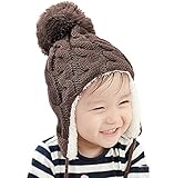 キッズニット帽可愛い お洒落耳当て子供 ハット 男の子 女の子 キャップ ボンボンニットキャップ 内側ボア付き 秋冬 防寒 耳カバー ケーブル編み 無地 ユニセックス クリスマス/新年 プレゼント 2