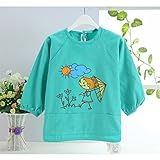 幼児 子供 エプロン ベビー 長袖 エプロン 防水 食事用 お絵かき用 泥遊び用 入園 保育園用 傘 1.5歳-2歳 Green