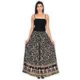 Cotton Gold Printed Straight long Skirt for women (size: length- 38 Inches) Waist- non stretch- 26 X
