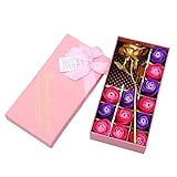 Wholehot　バラ 造花セット　12枚石鹸花+1枚金箔のバラ造花　ギフトボックス付　ソープフラワー バラ　枯れない花　永遠の花　バレンタインデー/母の日/結婚祝い/誕生日/出産祝いなど祝いの贈り物