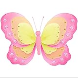 HangingバタフライダークピンクオレンジイエローTriple Layeredナイロンメッシュ蝶デコレーション装飾赤ちゃん保育園寝室女の子部屋天井壁装飾結婚誕生日パーティーシャワーバスルームDIY 