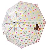 サンマルコ 傘 55cm くまのがっこう 透明POE カラフルドット ローズピンク