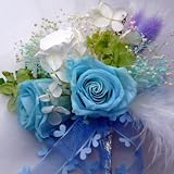 228【コサージュDX】【結婚式、入学式、卒業式】プリザーブド バラ・スカイブルーDX