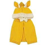 (よキーよ)Yokeeyo ニット帽子&マフラーのセット 耳＆肩まであたたか 毛糸 可愛い5D兎の耳付き帽子 ケープ ベビー キッズ 赤ちゃん ふわふわ 男の子 女の子 キュート 防寒 スタイリッシュ
