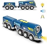 TOPLIVING 木製列車トラックアクセサリー 電池式機関車 マグネット接続付き トーマス、ブリオ、チャギントンに対応
