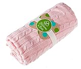 Pink Everyday Cable Knit Baby Blanket by Blossoms & Buds