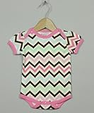 ラップショルダーボデイスーツ半袖 ジグザクピンク (3-6ヶ月(60～70cm))